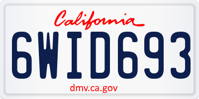 CA license plate 6WID693
