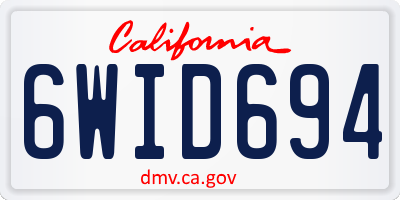 CA license plate 6WID694