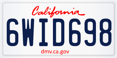 CA license plate 6WID698
