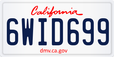 CA license plate 6WID699