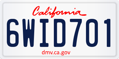 CA license plate 6WID701