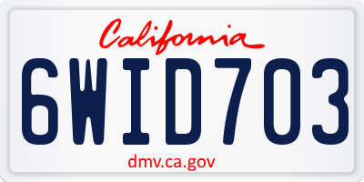 CA license plate 6WID703