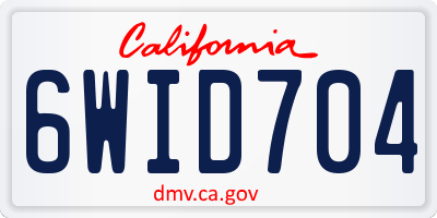 CA license plate 6WID704