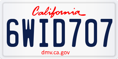 CA license plate 6WID707