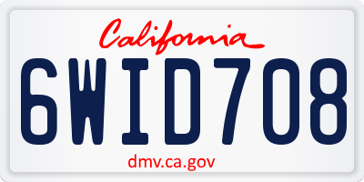 CA license plate 6WID708