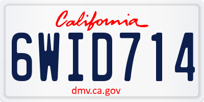 CA license plate 6WID714