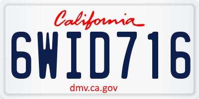 CA license plate 6WID716