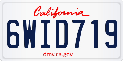 CA license plate 6WID719