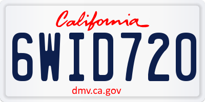 CA license plate 6WID720