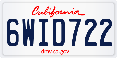 CA license plate 6WID722