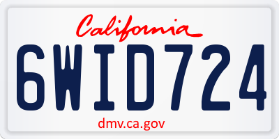 CA license plate 6WID724