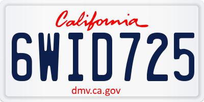 CA license plate 6WID725