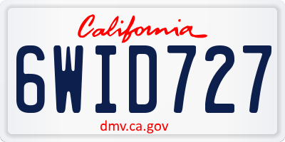 CA license plate 6WID727