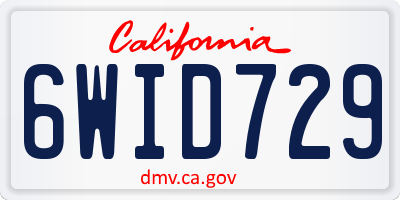CA license plate 6WID729