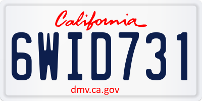 CA license plate 6WID731