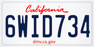 CA license plate 6WID734