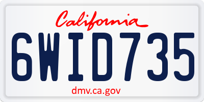 CA license plate 6WID735