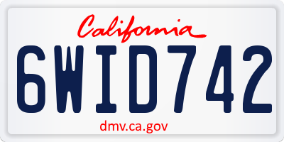 CA license plate 6WID742