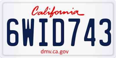 CA license plate 6WID743