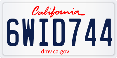 CA license plate 6WID744
