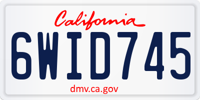 CA license plate 6WID745