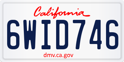 CA license plate 6WID746