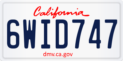 CA license plate 6WID747