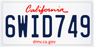 CA license plate 6WID749