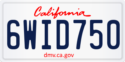 CA license plate 6WID750