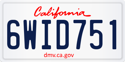 CA license plate 6WID751
