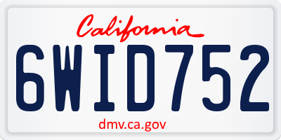 CA license plate 6WID752