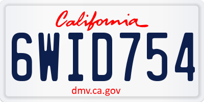 CA license plate 6WID754