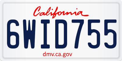 CA license plate 6WID755
