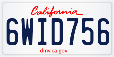 CA license plate 6WID756