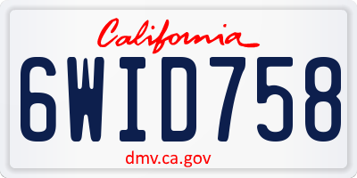 CA license plate 6WID758