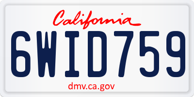 CA license plate 6WID759