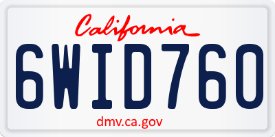 CA license plate 6WID760