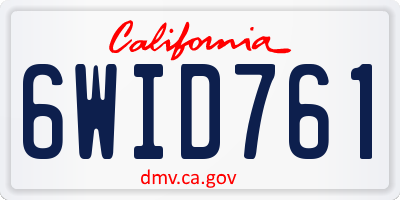 CA license plate 6WID761