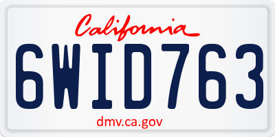 CA license plate 6WID763