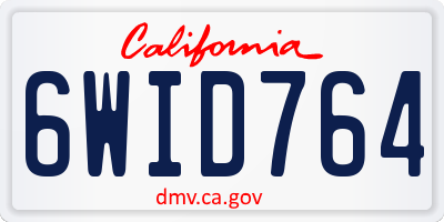 CA license plate 6WID764