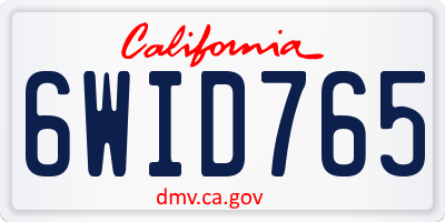 CA license plate 6WID765