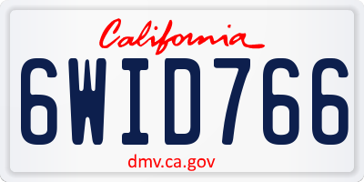 CA license plate 6WID766