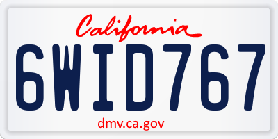 CA license plate 6WID767