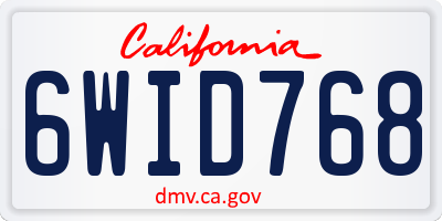 CA license plate 6WID768