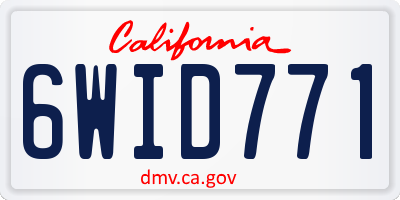 CA license plate 6WID771