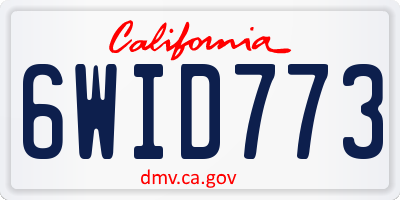 CA license plate 6WID773