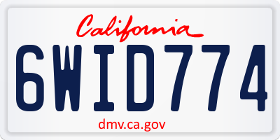 CA license plate 6WID774