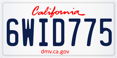 CA license plate 6WID775