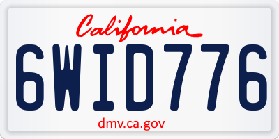 CA license plate 6WID776