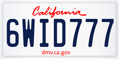 CA license plate 6WID777